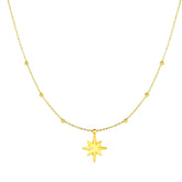 14k Yellow Gold Dangle North Star Charm Necklace, 18" fine designer jewelry for men and women